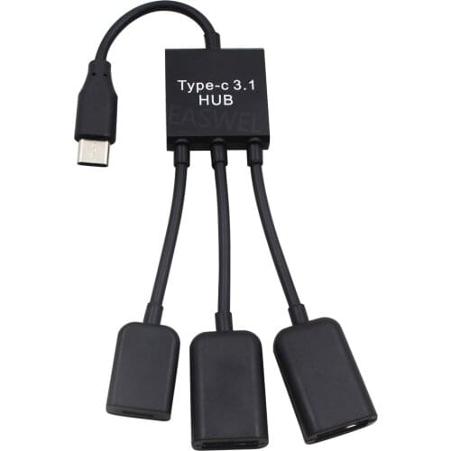 3in1 Type-C HUB to USB Micro OTG Data Cable For Nexus 6P Apple TV 4 Macbook 2015