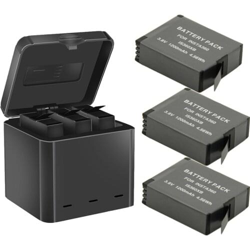 Insta360 batteries pack + Three insta 360 Battery Charger Storage Type Charging Box for Insta360 One X Camera Lithium battery