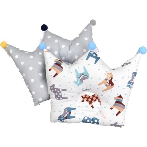 INS Nordic Shaping Pillow For Newborn Baby Cute Crown Shape Cotton 0-1 Years Old Anti-head Correction Pillow Baby Bedding
