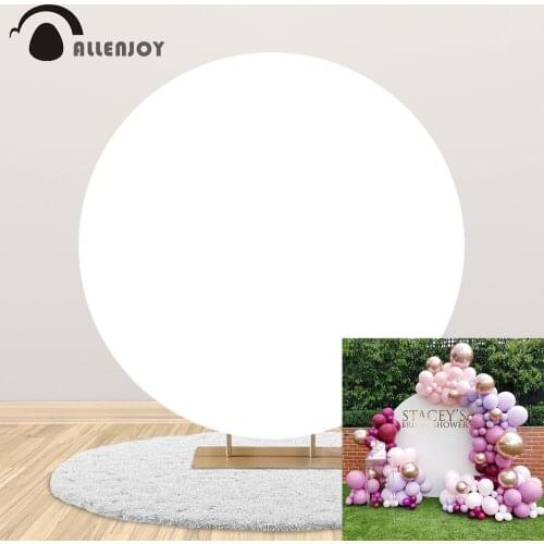 Allenjoy custom solid pure white round background DIY wedding birthday party supplies decor circle backdrop cover photocall