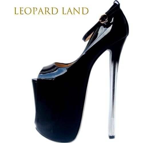 LEOPARD LAND 2020 Women platform Super High heels 22cm FIsh Toe Patent Leather Single Shoes T Sexy Large Size Womens Shoes MJL