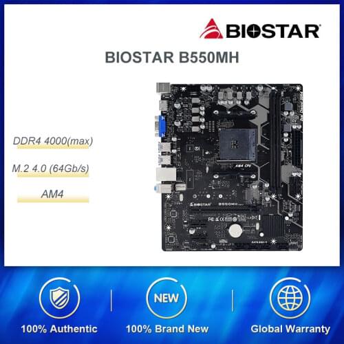 BIOSTAR B550MH motherboard supports dual-channel 5600X/5900X/4750G/3700X/3800X/3500X (AMD B550/Socket AM4) ATX size