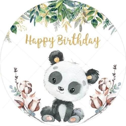 Cartoon Panda Birthday Party Circle Round Backdrop Bamboo Newborn Baby Shower Decorations Photography Background Cover