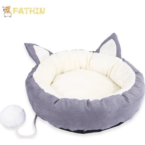 FATHIN Nordic Style Soft Dog Beds with Ball Removable Washable Small Medium Pet Bed M L XL