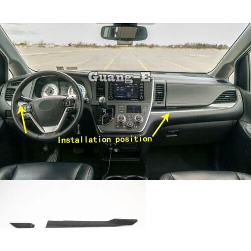 Car Sticker Inner Console Central Control Navigation Air-Condition Trim Frame Instrument 2pcs For Toyota Sienna 2018 2019 2020