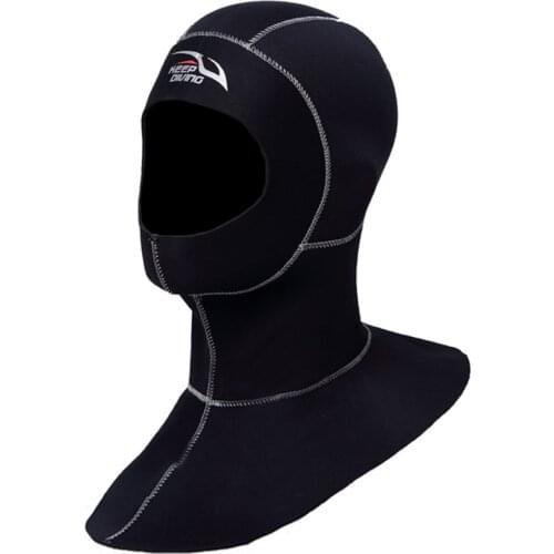 3MM Neoprene Diving Hoods Cap Hat Women Men Winter Snorkel Wetsuit Warm Head Cover Bibbed long to Shoulder Scuba Hoodies Black