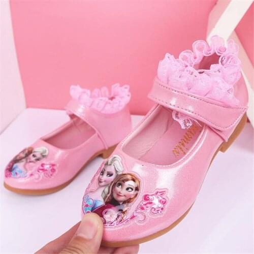 New 2021 girls princess cartoon fashion shoes small children leather shoes, soft bottom shoes performance