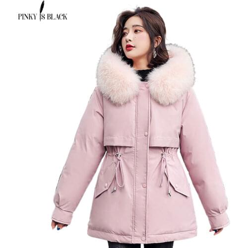 PinkyIsBlack New Short Autumn Winter Coat Women Casual Fur Lining Women Parka Hooded Winter Jacket Women Clothing Outwear Female