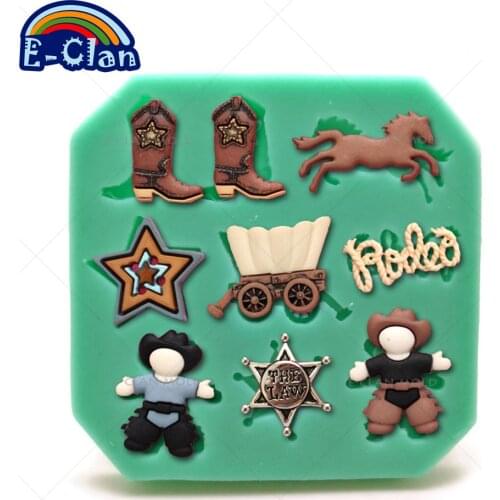 New arrival cowboy series DIY silicone fondant cake molds chocolate soap mould cake tools for the kitchen baking F0388NZ35