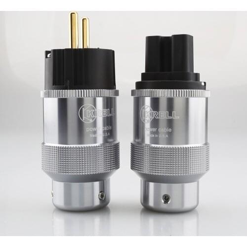 Pair Hi-End Krell Gold Plated EU Power Plug IEC Audio Connector HiFi AC Power Cord Plugs For Audiophile DIY Mains Cable