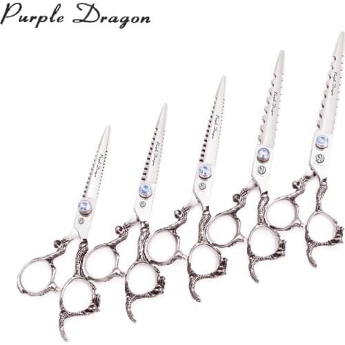 Barber Scissors Professional Purple Dragon 6" 6.5" 7" 7.5" 8" Japanese 440C 9111# Thinning Scissors Hairdresser Scissors Haircut