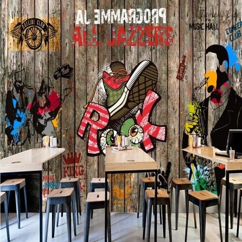 Drop Shipping Photo Wallpaper Custom Europe American Pop Rock Bar KTV Mural Modern Street Art Motorcycle Graffiti Wallpaper