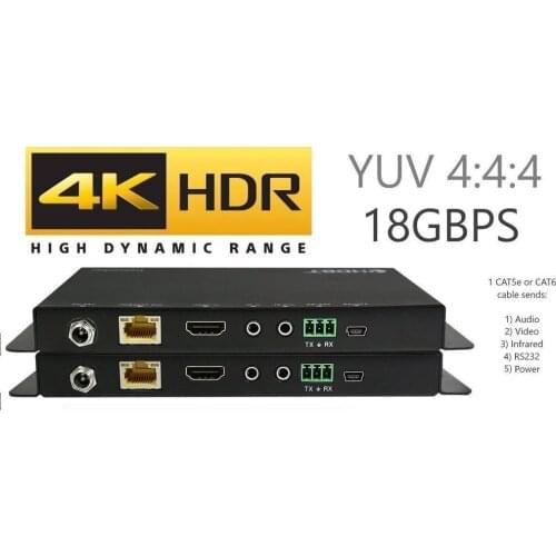 PUZHIJIE HDbaseT Extender Kit HDR Hdmi2.0 18GBPS 4K 60hz UltraHD YUV 4:4:4 Uncompressed 230FT 70M Transmitter Receiver IR RS232