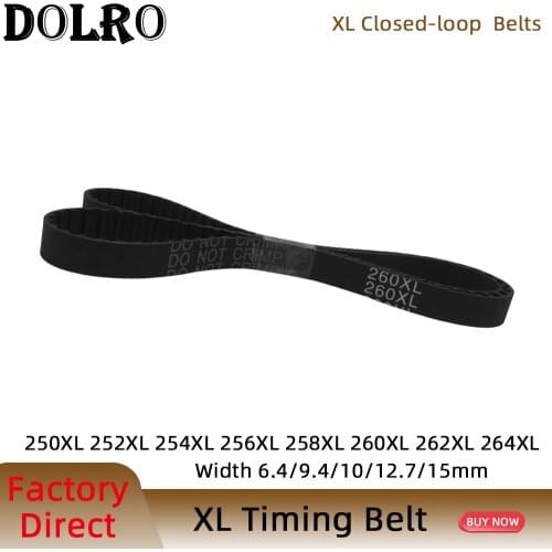 XL Timing Belt 250/252/254/256/258/260/262/264XL Width6.4/9.4/10/15mm Closed Loop Toothed Transmisson Rubber Timing Pulley Belt