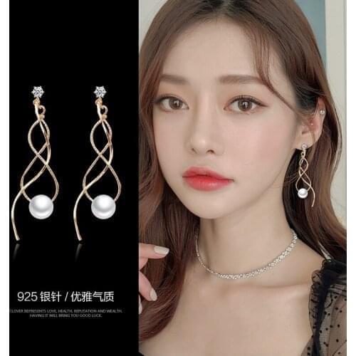 S925 Silver Needle Korean Version Of The New Exquisite Super Fairy Temperament Bow Long High Sense Simple Mesh Fashion Jewelry