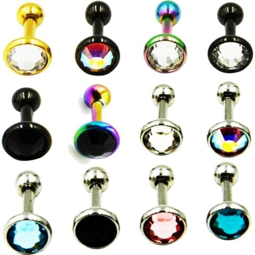 1pcs Stainless Steel Gem Ear Helix Tragus Cartilage Bar Earrings Ear Studs Piercing Body Jewelry