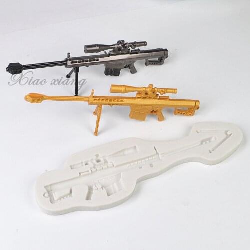 3D Barrett Sniper Rifle Silicone Cake Mold 3D Fondant Mold Cakes Decorating Tools DIY Gumpaste Kitchen Baking Bakeware M2136