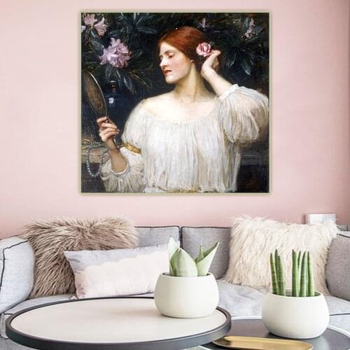 Citon William Waterhouse《Vanity》Canvas Art Oil Painting Artwork Poster Picture Wall Decor Home Living room Decoration