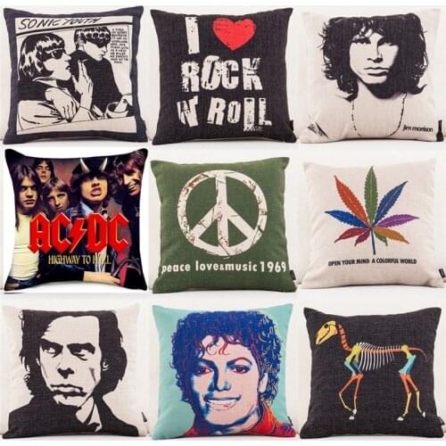 Super Star Peace Love& Music 1969 Cushion Cover Rock & Roll Home Decor Pillow Case Cojines Decorativos Para Sofa Pillow Cover