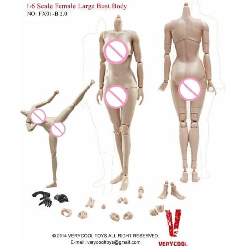 VERYCOOL FX01-B half-pack silicone big breasted female joint body 2.0 with suntan color body 12 inch action figure body