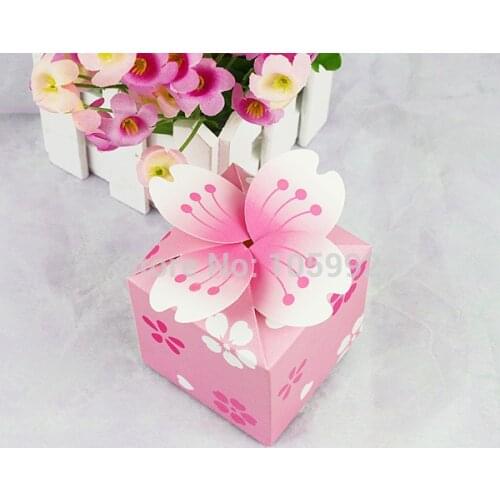 Flower candy package Romantic cherry blossom candy box Wedding candy box 100pcs