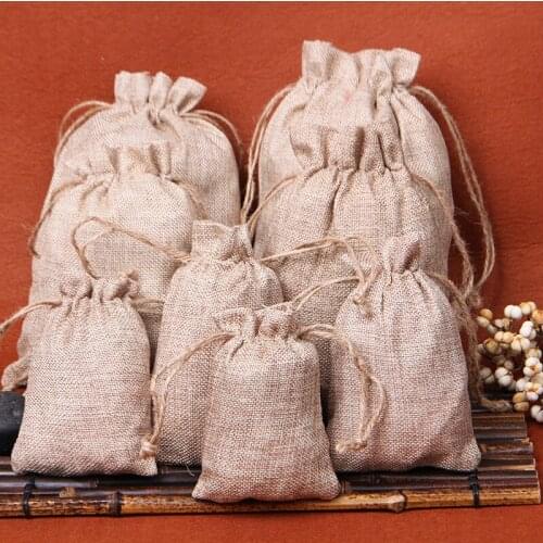 9*12 CM Packaging Packing Bags Linen Jute Drawstring Graduation Gift Sacks Wedding Favor Candy Bags Burlap Party Storage Pouch