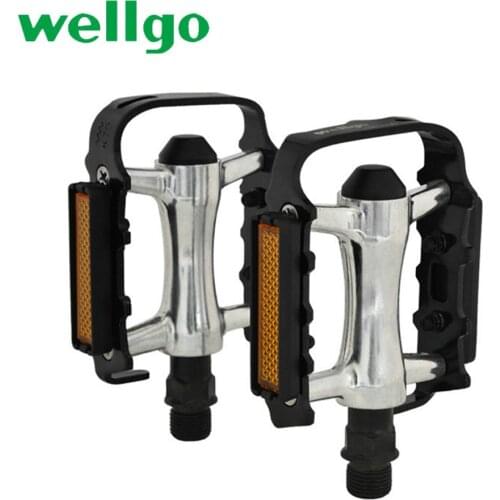 WELLGO Ultralight Bearing Bicycle Pedals Road Bike Pedal MTB Accessories Aluminum Alloy Black Silver Mountain Bicycle Parts
