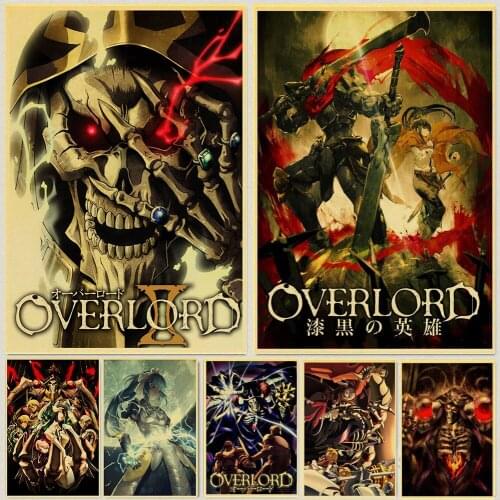 Japanese Popular Novel Animation Overlord Retro Poster HD Print Kraft Paper ACGN Culture Display Wall Art Picture of Home Decor