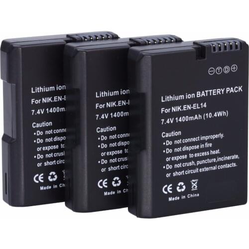 3Pcs Probty EN-EL14 EN-EL14a EL14 Battery for NIKON DSLR D5300 D5200 D5100 D3300 D3200 D3100 P7800 P7700 P7100 P7000 Df Camera