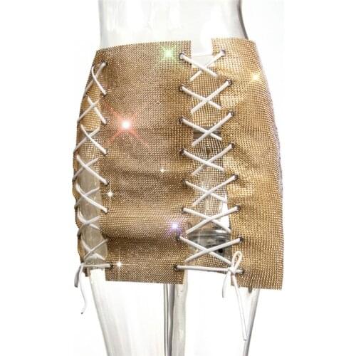 Women Sexy Bind Sequins Rhinestone Skirt Nightclub Performance Dance Costumes Bar Party Show Stage Wear DJ Jazz Dance Costume