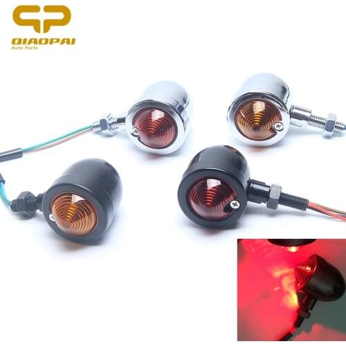 1Pair Motorcycle Light Signal Lamp 12V Chrome Vintage Old School Blinker Moto Turn Signals Indicator Light Scooter Accessories