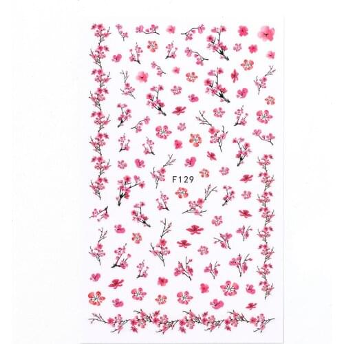 3D 1 Pcs Pink Flower Water Transfer Slider for Manicure Plum blossom Ultra-thin Adhesive Nail Sticker Nail Art Decoration