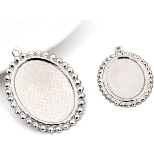 10pcs 13X18/18x25mm Inner Size Stainless Steel Material Simple Style Cabochon Base Cameo Setting Pendant Tray