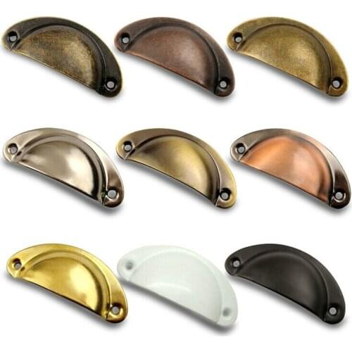 20PCS Retro Metal Kitchen Drawer Cabinet Door Handle Furniture Knobs Handware Cupboard Antique Brass Shell Pull Handles