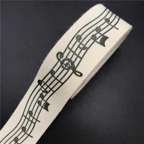 25mm 10mm 5Yards Cotton Ribbon Printed Sheet music Ribbon Handmade Design For Sewing Fabric Christmas Decoration