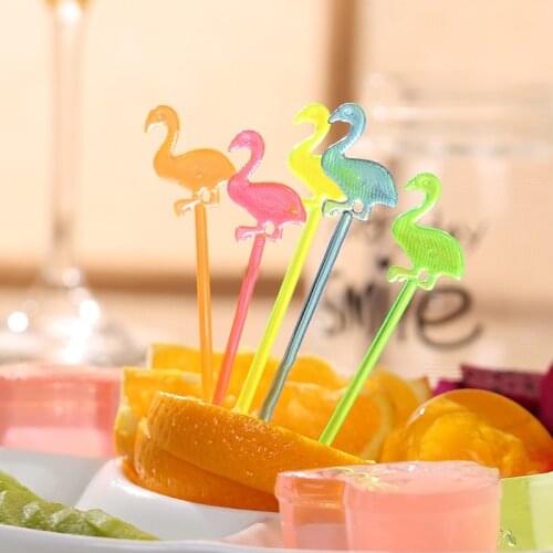 50pcs Pink Flamingo Fruit Toothpick Tropical Party Summer Birthday Wedding Flamingo Gifts Aloha Hawaii Hawaiian Party Decor