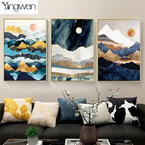 Abstract Nordic Landscape Diy 5d Diamond Painting Triptych Full Square Round Drill Diamond Embroidery Mosaic Art Home Decoration