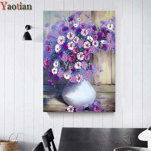 Diamond painting Purple Flower,full square round diamond embroidery full display mosaic cross stitch set 2021 new year gift