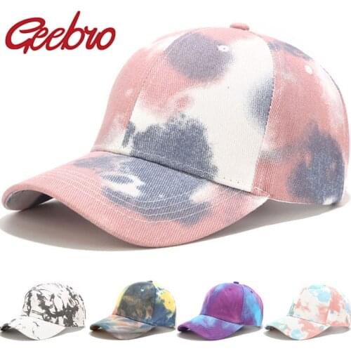 Geebro New Fashion Colorful Tie-Dye Baseball Cap Spring Men Women Trend Lovers Hat Outdoor Sports Adjustable Sun Graffiti Bone