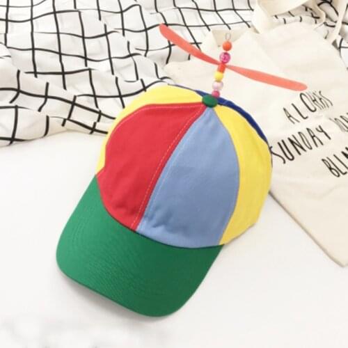 Summer Creative Propeller Cap adjustable Baseball Hat Helicopter Rainbow Color Fancy Hat for Adult for Children kids