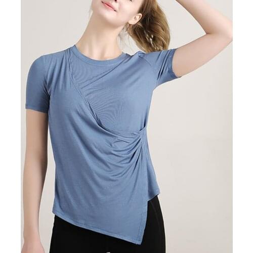 BINAND Loose Yoga Top Women Slim Fitness T-shirt Quick Dry Sports T-shirt Gym Top Running T-shirt Cotton Sport Short Sleeve Top