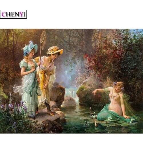 CHENYI 5D DIY Embroidery Diamond Painting Mermaid Diamond Mosaic Animals Full Square Wall Decor Picture Of Rhinestone Girl Gift