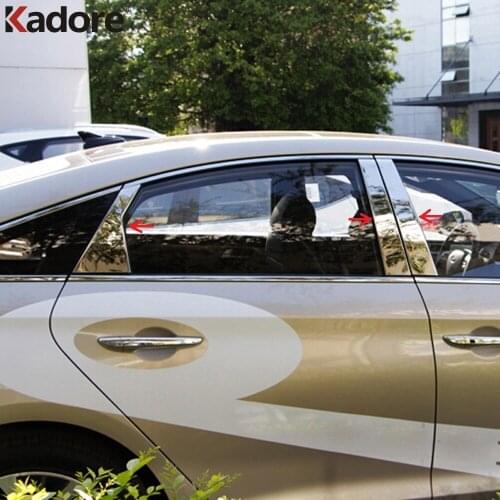 For Hyundai Sonata 2015 2016 Stainless Steel Windows Center Pillar Cover Trim Post Strips Stickers Car Styling Accessories 6pcs