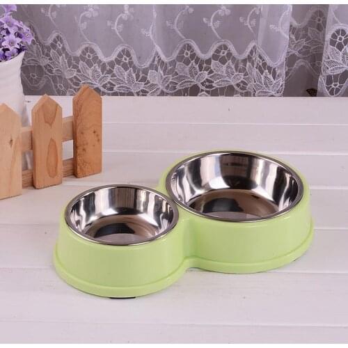 Double Pet Bowl Non-slip Puppy Kitten Food Water Feeder Plastic Holder Small Dogs Cats Drinking Dish Feeder cosas para perros