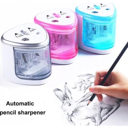 Electric Pencil Sharpener Automatic 2 Double Holes Pencil Sharpener Cutter School Office Stationery Supplies Battery Operated