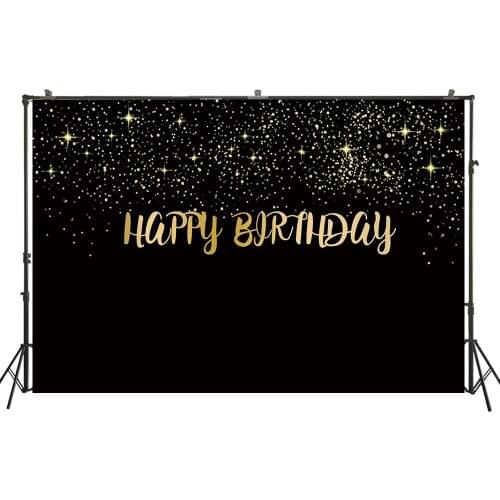 Photography Backdrops Birthday Party Banner Gold Black Sparky Glitter Desserts Table Photo Background For Studio PhotocallW4605