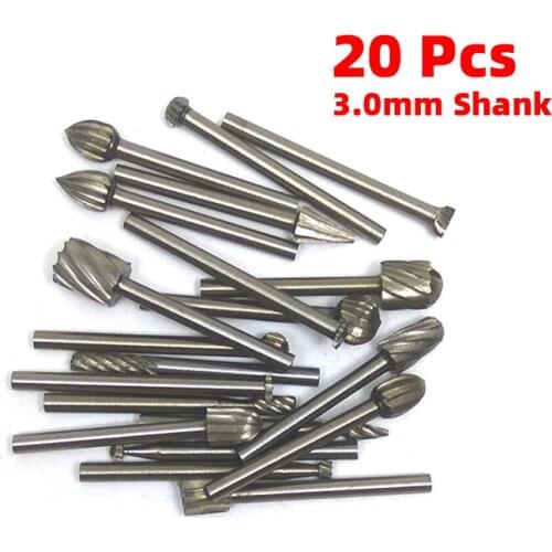 3.0mm Shank Hss Router Bit Rotary Burrs File Woodworking Milling Drill Cutter Grinding Wood Plastics Working Routing Bits Burr