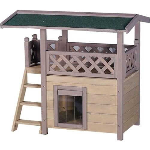 Cat Nest Outdoor Waterproof Solid Wood Cat House Anti-Corrosion Sunscreen Small Dog Teddy Four Seasons Washable Cat House