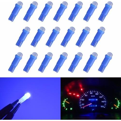 20pcs T5 Instrument Bulb 1 COB LED Dashboard Licence Plate Speed Wedge Light 7 Colors Blue Ice Blue Green Red White Amber Pink