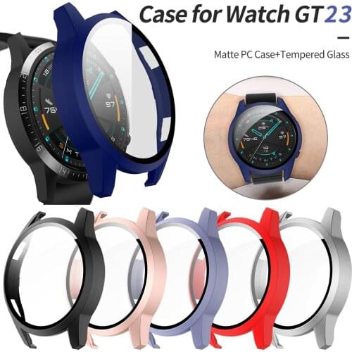 Matte Screen Protector PC Cover for Huawei Watch GT 2 Case 46mm 42mm GT2 Frosted Bumper with Tempered Glass Film Hard Shell